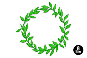 Premium Quality Green Leaf Wreath Embroidery Design