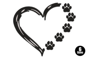 Premium Quality Heart and Paw Print Embroidery Design