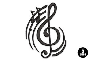 Premium Quality Musical Treble Clef Embroidery Design