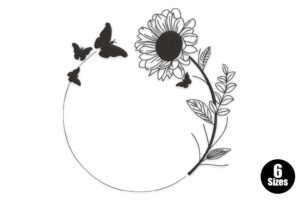 Premium Quality Sunflower Butterfly Wreath Embroidery Design