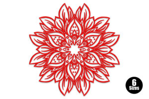 Premium Red Petal Pattern Mandala Flower Embroidery Design