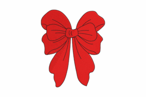 Premium Red Ribbon Bow Embroidery Design
