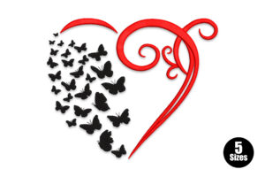 Premium Romantic Butterfly Heart Embroidery Design