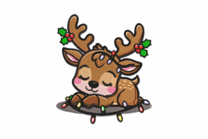 Premium Sleepy Christmas Reindeer Embroidery Design