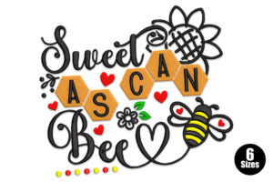 Premium Sweet as Can Bee Embroidery Design
