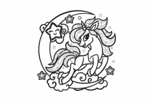 Premium Unicorn on Moon Embroidery Design