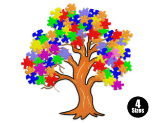 Puzzle Piece Tree Embroidery Design