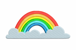 Rainbow Behind Clouds Embroidery Design