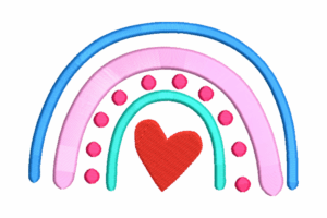 Rainbow with Heart and Dot Accents Embroidery Design