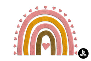 Rainbow with Scattered Hearts Embroidery Design