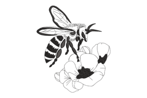 Realistic Bee with Flowers Embroidery Design