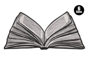 Realistic Open Book Embroidery Design