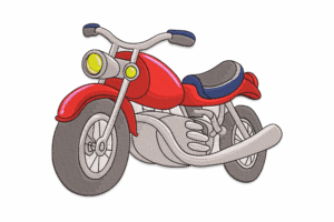 Red Classic Motorcycle Embroidery Design