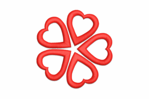Red Heart Flower Embroidery Design