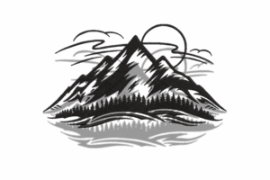 Reflective Mountain Scene Embroidery Design
