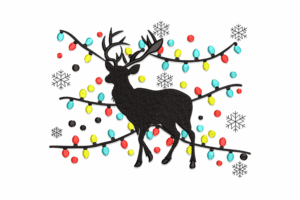 Reindeer with Holiday Lights Embroidery Design