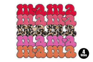 Retro Stacked Mama Embroidery Design