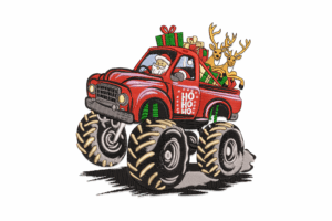 Santa Monster Truck Embroidery Design