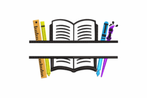 School Supplies with Apple Embroidery Design