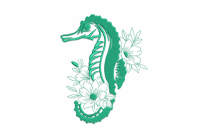 Seahorse with Floral Accents Embroidery Design