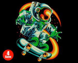 Skateboarding Astronaut Embroidery Design