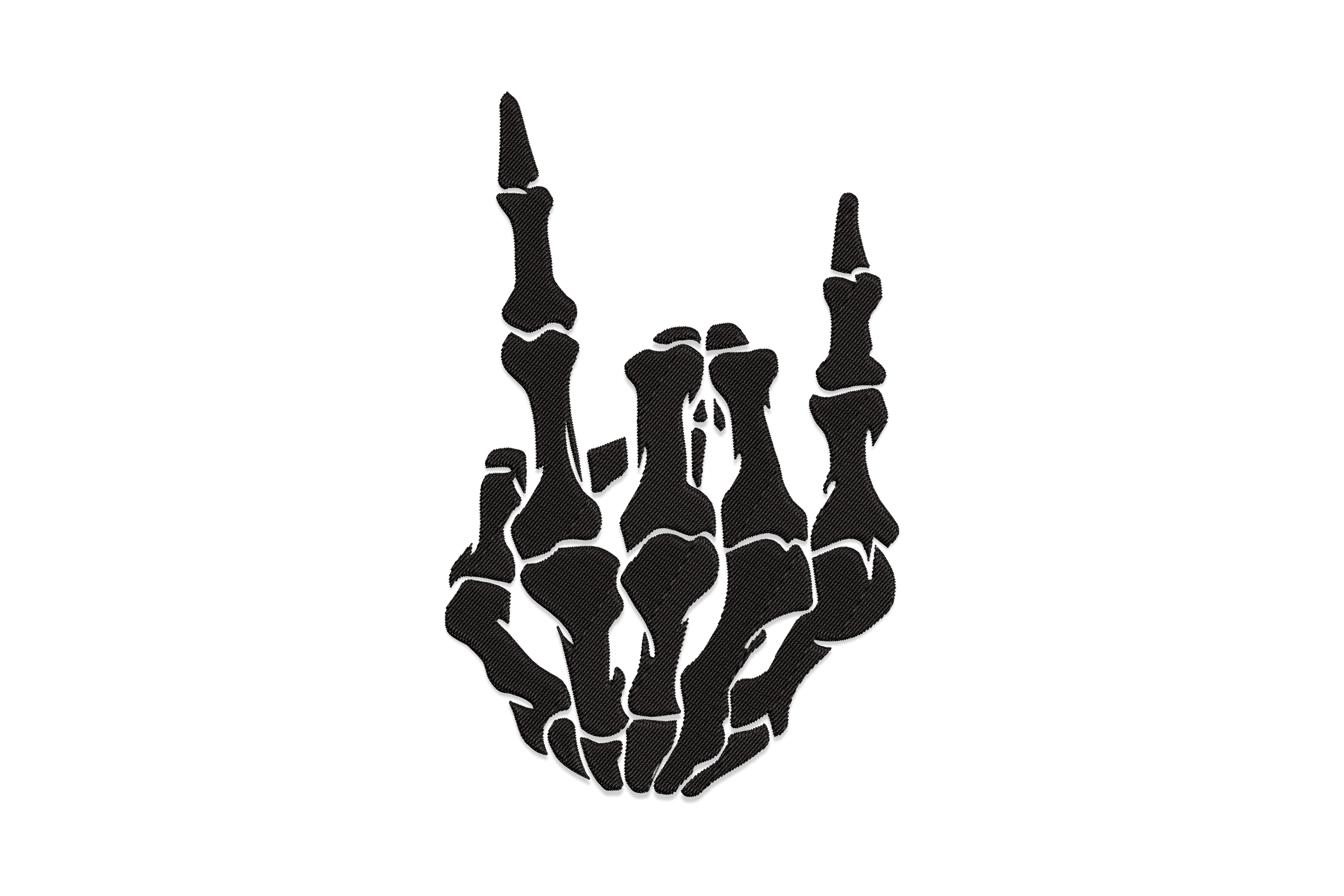 Skeleton Hand Rock Sign Embroidery Design