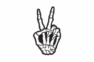 Skeleton Peace Hand Sign Embroidery Design