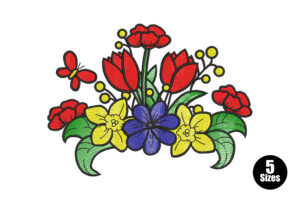 Spring Flower Bouquet Embroidery Design
