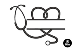 Stethoscope Heart Monogram Embroidery Design