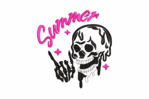 Summer Vibes Skull Embroidery Design