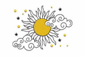 Sun and Clouds Embroidery Design
