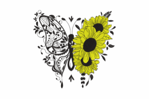 Sunflower Butterfly Embroidery Design