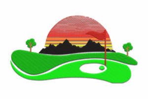 Sunset Golf Course Embroidery Design