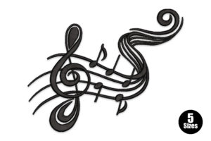 Swirling Music Notes Embroidery Design