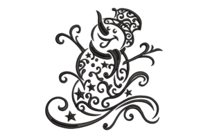 Swirly Snowman Embroidery Design
