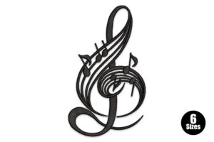 Swirly Treble Clef Embroidery Design