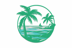 Tropical Beach Scene Embroidery Design