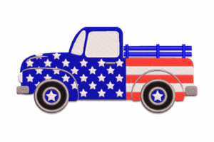 USA Patriotic Pickup Truck Embroidery Design