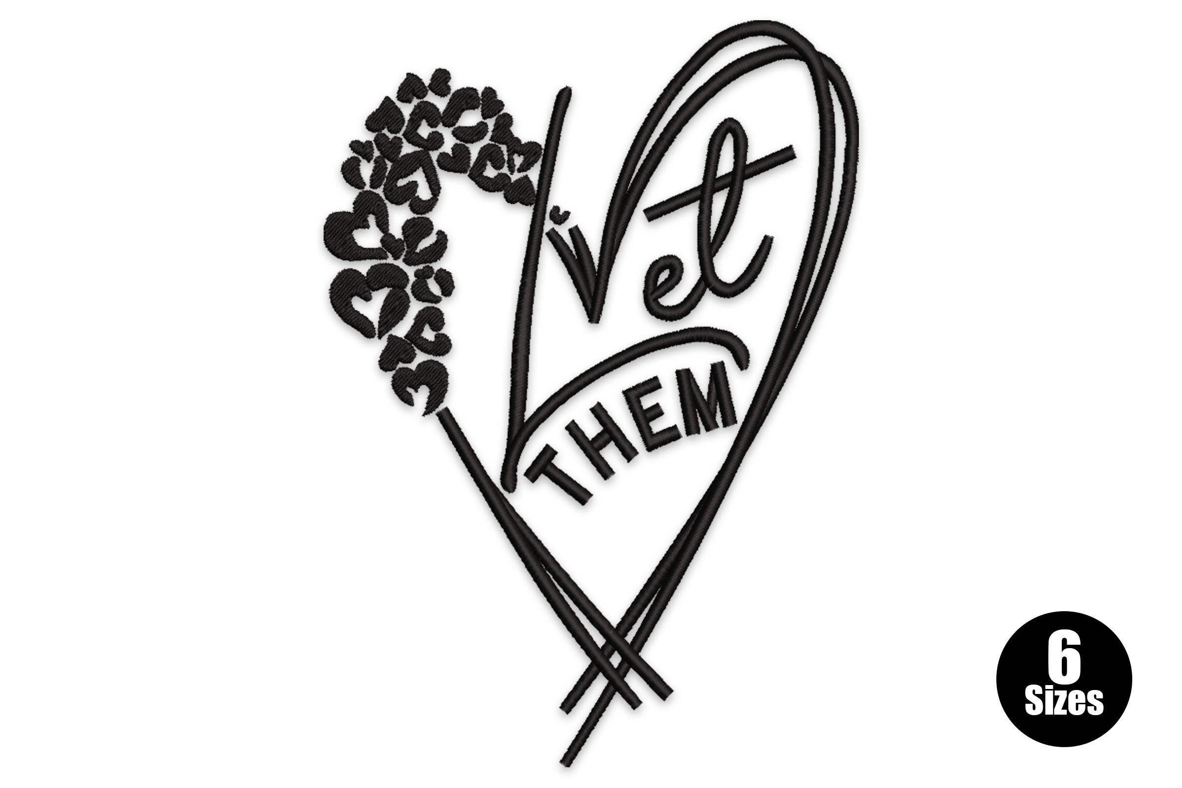 Vet Them Heart Embroidery Design