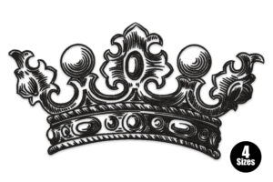 Vintage Crown Sketch Embroidery Design