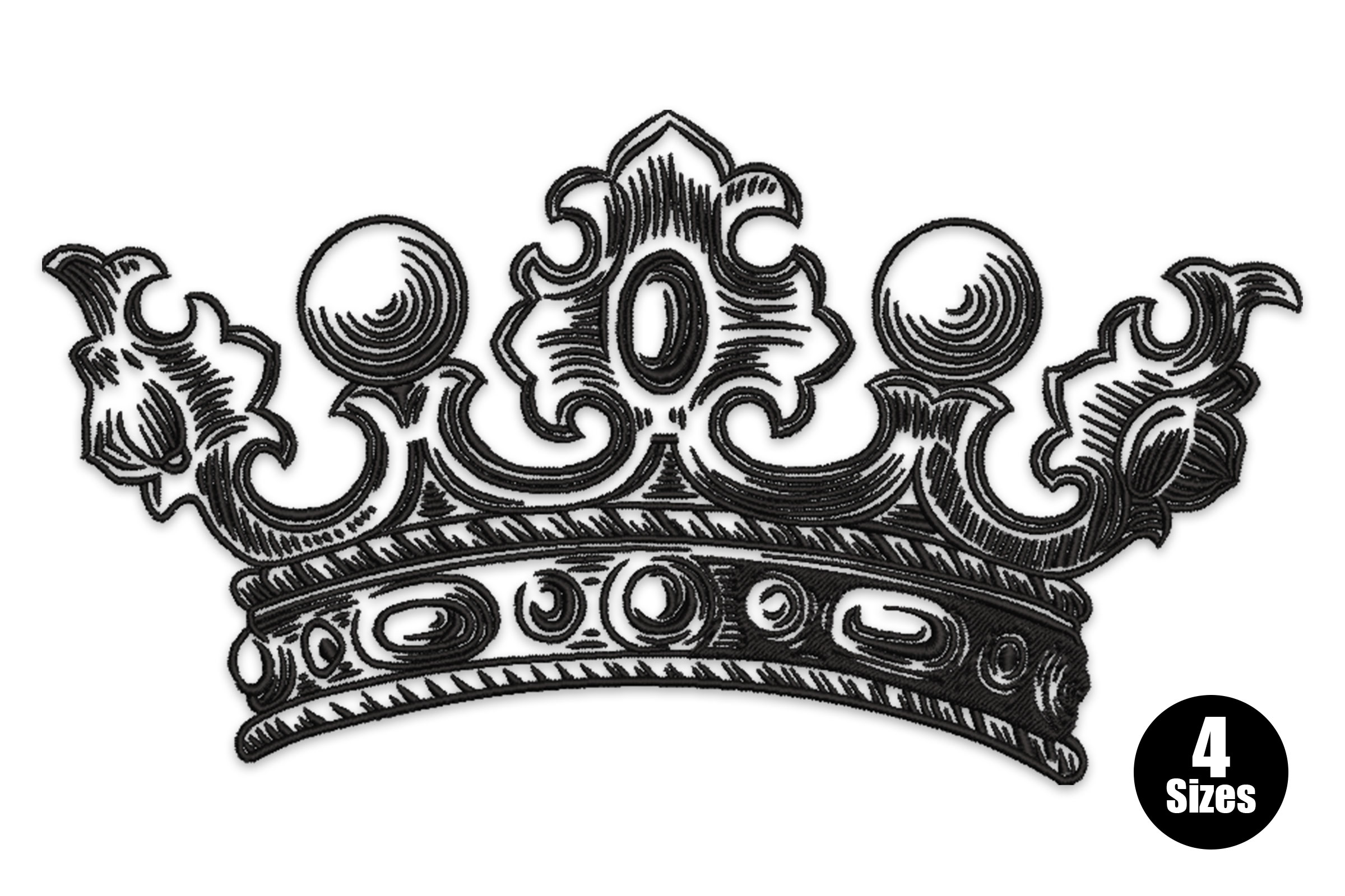 Vintage Crown Sketch Embroidery Design