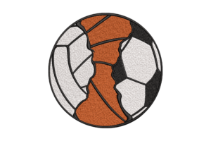 Volleyball, Basketball, Soccer Split Ball Embroidery Design