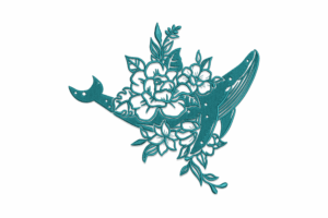 Whale with Flowers Embroidery Design