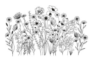 Wildflower Garden Sketch Embroidery Design