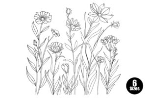 Wildflower Sketch Embroidery Design
