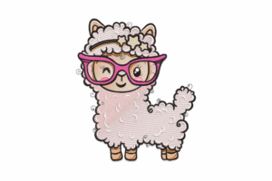 Winking Llama with Glasses Embroidery Design