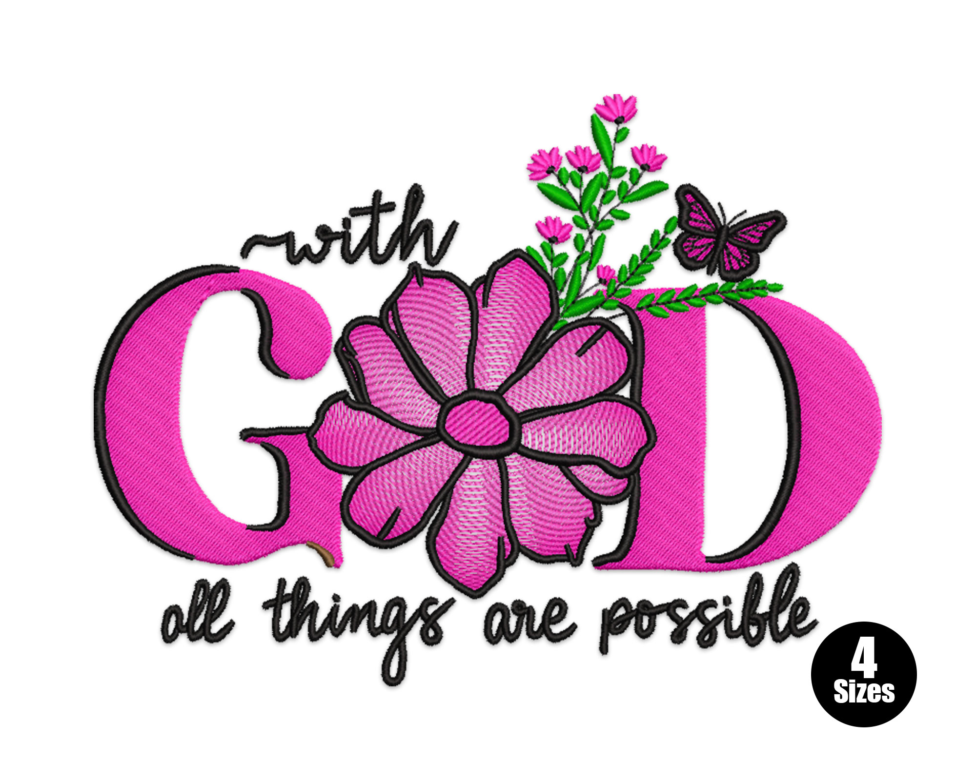 With God All Things Are Possible Embroidery Design