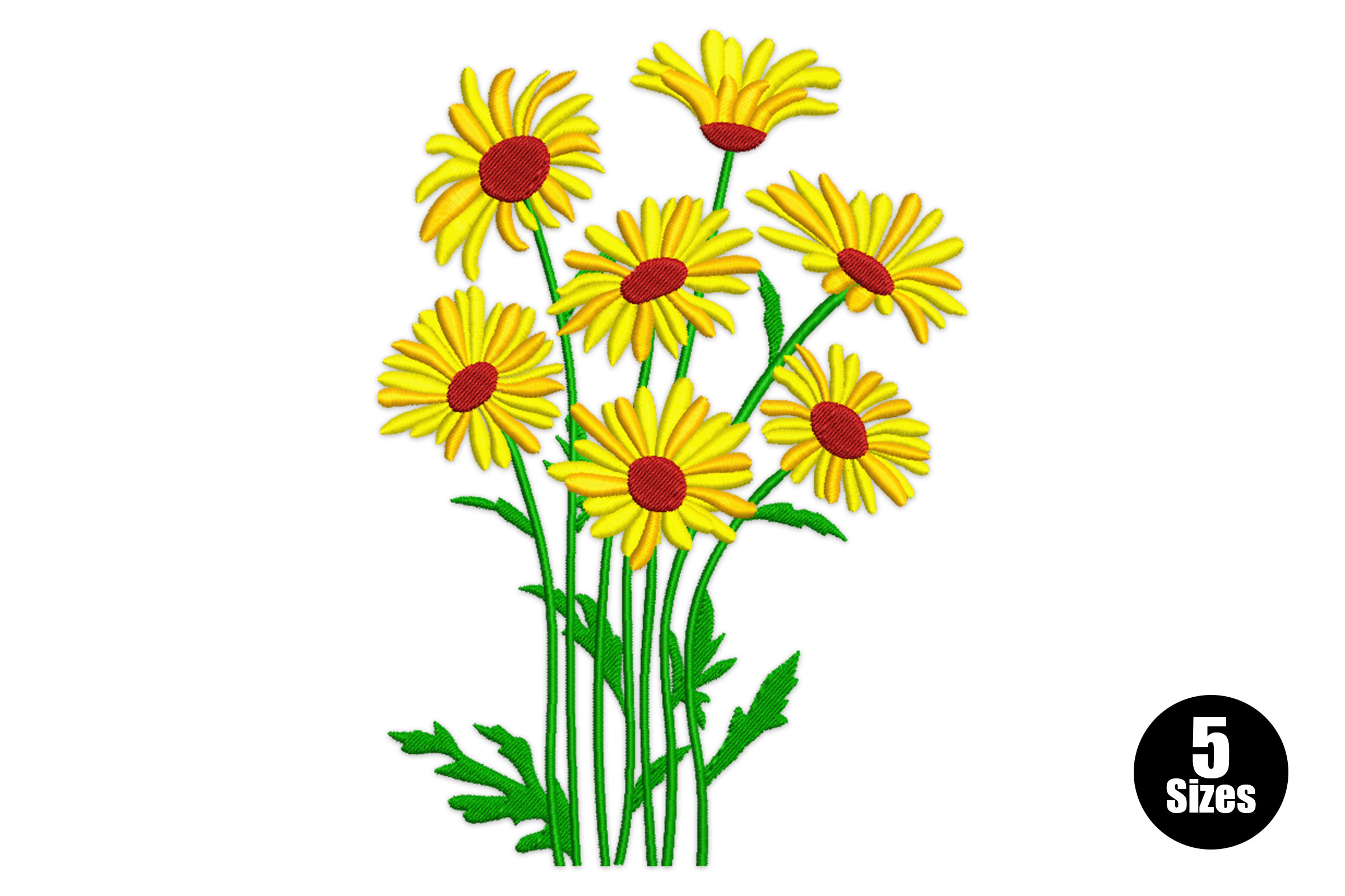 Yellow Daisy Bouquet Embroidery Design