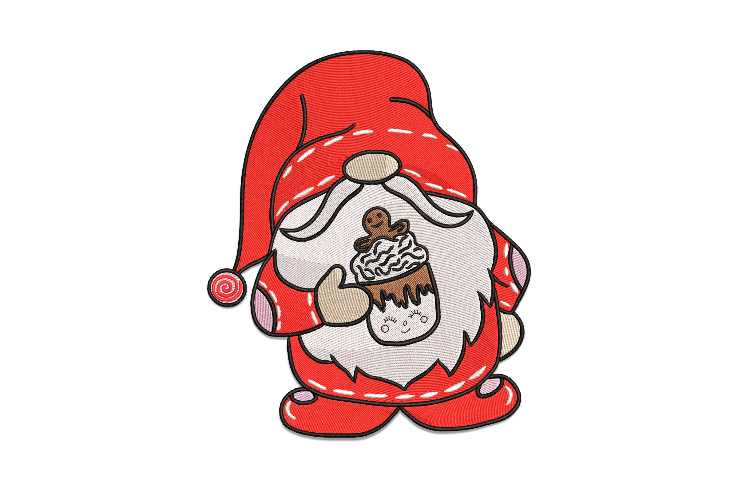 Christmas Gnome with Hot Cocoa Machine Embroidery Design