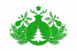 Reindeer Ornament with Christmas Branches Embroidery Design